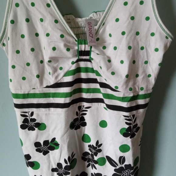 Vintage Gitano Womens Sleeveless Black Green Floral Tank Top Shirt Blouse SZ S - Picture 3 of 6